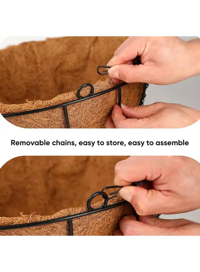 2pcs 10 Inch Coconut Brown Hanging Baskets with Coco Liner for Indoor Outdoor Garden - Image 5